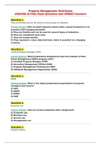 Property Management- Real Estate&NewLine;UPDATED ACTUAL Exam Questions and CORRECT Answers