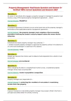 Property Management- Real Estate Question and Answer A&plus;&NewLine;Verified 100&percnt; Correct Questions and Answers 2027&NewLine;