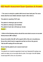 HESI Health Assessment Exam 2026&ndash;2027 Update&colon; Practice Questions and Answers Study Guide
