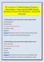NU 155 Exam 3 &vert; Medical-Surgical Nursing I &vert; &NewLine;Galen College &vert; Latest 2026&sol;27 &lpar;PDF&rpar; Practice &NewLine;Questions & Answers Plus Rationales &vert; Instant Pdf &NewLine;Download