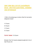 New York Real Estate Salesperson &NewLine;Exam &mdash;Practice Questions&comma; Answers &NewLine;And Rationales