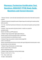 Pharmacy Technician Certification Test 2026&sol;2027 &ndash; PTCB Study Guide Questions and Correct Answers