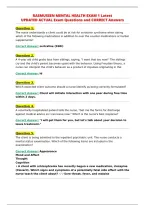 Rasmussen Mental Health Exam 1 Latest&NewLine;Updated Actual Exam Questions And Correct Answers&NewLine;