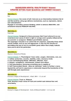 Rasmussen Mental Health Exam 1 Newest&NewLine;Updated Actual Exam Questions And Correct Answers&NewLine;