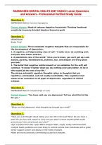 RASMUSSEN MENTAL HEALTH 2027 EXAM 2 Latest Questions&NewLine;and Answers - Professional Verified Study Guide