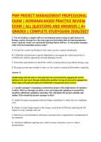 PMP Project Management Professional Exam &vert; Dormain-Based Practice Review Exam &vert; All Questions And Answers &vert; A&plus; Graded &vert; Complete Studyguide 2026&sol;2027