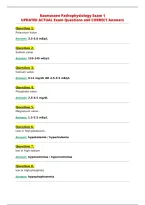 Rasmussen Pathophysiology Exam 1&NewLine;UPDATED ACTUAL Exam Questions and CORRECT Answers