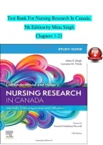 Test Bank For Nursing Research In Canada&comma;  &NewLine;5th Edition by Mina Singh  &NewLine;Chapters 1-21 