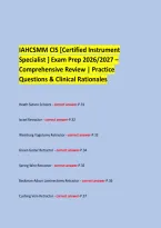 IAHCSMM CIS &lbrack;Certified Instrument &NewLine;Specialist &rsqb; Exam Prep 2026&sol;2027 &ndash; &NewLine;Comprehensive Review &vert; Practice Questions & Clinical Rationales &NewLine; &NewLine; &NewLine;
