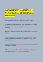 IAHCSMM &lpar;CRCST&rpar; Test 2026&sol;2027 &ndash; Practice Questions & Detailed Answer Explanations 