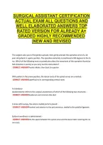 Surgical Assistant Certification &NewLine;Actual Exam All Questions And &NewLine;Well Elaborated Answers Top &NewLine;Rated Version For Already A&plus; &NewLine;Graded Highly Recommended &NewLine;&vert;New And Revised 