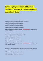 Stationary Engineer Exam 2026&sol;2027 &vert; &NewLine;Complete Questions & Verified Answers &vert; Latest Study Guide &NewLine; &NewLine;