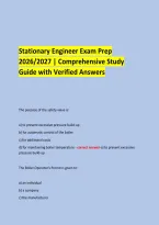  &NewLine;Stationary Engineer Exam Prep &NewLine;2026&sol;2027 &vert; Comprehensive Study Guide with Verified Answers &NewLine;