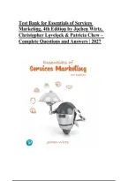 Test Bank for Essentials of Services Marketing&comma; 4th Edition by Jochen Wirtz&comma; Christopher H&period; Lovelock & Patricia Chew &vert; ISBN&colon; 9781292425191 &vert; Complete Questions and Answers &vert; 2027&NewLine;