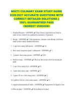 Nocti Culinary Exam Study Guide &NewLine;2026&sol;2027 Accurate Questions With &NewLine;Correct Detailed Solutions &vert;&vert; &NewLine;100&percnt; Guaranteed Pass &NewLine;<Newest Version> &NewLine;