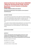 Maternal-Newborn Nursing Exam 2026&sol;2027 &vert; Maternity Nursing Study Guide&comma; Practice Questions&comma; Correct Answers & Detailed Rationales