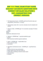 Anp 1111 Final Exam Study Guide &NewLine;2026&sol;2027 Accurate Questions With &NewLine;Correct Detailed Solutions &vert;&vert; &NewLine;100&percnt; Guaranteed Pass &NewLine;<Newest Version> &NewLine;