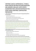 Certified Clinical Supervisor &lpar;D&period;j&period; Powell&rpar; &NewLine;Exam Complete 200 Practice Exam Questions &NewLine;And Answers &vert; 2026&ndash;2027 Latest Update &vert; &NewLine;Guaranteed Pass &vert; Detailed Rationales &vert; Full &NewLine;Study Guide &vert; Exam Prep &vert; Certification &NewLine;Preparation 