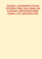 Test Bank &ndash; Fundamentals of Nursing&comma; 12th Edition&vert; Potter&comma; Perry&comma; Stockert&comma; Hall & Ostendorf &vert; ISBN&colon;9780443124068 &vert; Chapters 1&ndash;50 &vert; Latest Edition 2026&period;