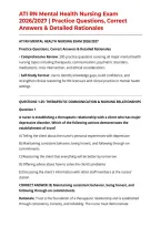 ATI RN Mental Health Nursing Exam 2026&sol;2027 &vert; Practice Questions&comma; Correct Answers & Detailed Rationales