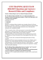 CITI TRAINING QUIZ EXAM &NewLine;2026&sol;2027&vert; Questions and Answers &vert; &NewLine;Research Ethics and Compliance 