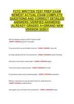 Fctc Written Test Prep Exam &NewLine;Newest Actual Exam Complete &NewLine;Questions And Correct Detailed &NewLine;Answers &lpar;Verified Answers&rpar; &NewLine;&vert;Already Graded A&plus;&vert;&vert;Brand New &NewLine;Version 2026&excl;&excl;&excl; 