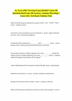 Ivy Tech APHY 101 Final Exam 20262027 Latest 100 Questions Real Exam Questions and Verified Answers 100 Accuracy Anatomy Physiology I Graded A Exam wi