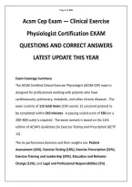 ACSM Certified Clinical Exercise Physiologist &lpar;ACSM-CEP&rpar; Certification Exam QUESTIONS AND CORRECT ANSWERS LATEST UPDATE THIS YEAR prepares clinical exercise physiologists &lpar;CEPs&rpar;&comma; cardiopulmonary rehabilitation specialists&comma; and clinical exercise specialist