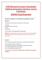 CPJE Pharmacist Licensure Exam Bundle 2026&sol;2027&colon; California Jurisprudence Questions&comma; Answers & Rationales &ndash; Complete Exam Preparation Study Guide for California Pharmacist Licensure