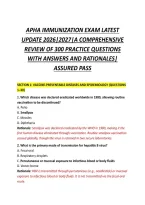 Apha Immunization Exam Latest &NewLine;Update 2026&vert;2027&vert;A Comprehensive &NewLine;Review Of 300 Practice Questions &NewLine;With Answers And Rationales&vert; &NewLine;Assured Pass 