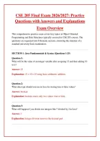 CSE 205 Final Exam 2026&sol;2027&colon; Practice Questions with Answers and Explanations &ndash; Exam Overview & Complete Java Programming Study Guide