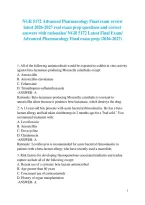 NGR 5172 Advanced Pharmacology Final exam review latest 2026-2027 real exam prep questions and correct answers with rationales&sol; NGR 5172 Latest Final Exam&sol; Advanced Pharmacology Final exam prep &lpar;2026-2027&rpar;