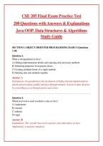 CSE 205 Final Exam 2026&sol;2027&colon; Practice Questions with Answers and Explanations &ndash; Exam Overview & Complete Java Programming Study Guide
