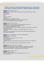 NR507 Advanced Pathophysiology MidTerm &vert; Questions&NewLine;with 100&percnt; Verified Answers &vert; Latest Update 2026&sol;2027
