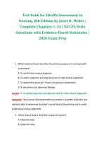 Test Bank for Health Assessment in &NewLine;Nursing&comma; 8th Edition by Janet R&period; Weber &vert; &NewLine;Complete Chapters 1&ndash;34 &vert; NCLEX-Style &NewLine;Questions with Evidence-Based Rationales &vert; &NewLine;2026 Exam Prep &NewLine;