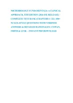 Microbiology Fundamentals&colon; A Clinical &NewLine;Approach&comma; 5Th Edition &lpar;2026 Ise Release&rpar; &ndash; &NewLine;Complete Test Bank &lpar;Chapters 1&ndash;22&rpar; &vert; 450&plus; &NewLine;Nclex-Style Questions With Verified Answers & &NewLine;Detailed Rationales &vert; Cowan&comma; Smith & Lusk &ndash; &NewLine;Instant Pdf Download 