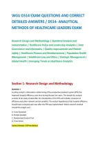 Wgu D514 Exam Questions And Correct Detailed Answers &sol; D514- Analytical Methods Of Healthcare Leaders Exam