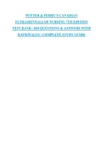 Potter & Perry&rsquo;s Canadian Fundamentals &NewLine;Of Nursing 7Th Edition Test Bank &vert; 840 &NewLine;Questions & Answers With Rationales &vert; &NewLine;Complete Study Guide 