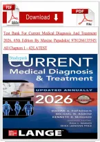 Test Bank For Current Medical Diagnosis And Treatment 2026&comma; 65th Edition By Maxine Papadakis&vert; 9781266135545&vert; All Chapters 1 - 42&vert;LATEST&NewLine;