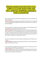 Private Investigation Practice I  &NewLine;Complete Exam Questions And &NewLine;100&percnt; Verified Answers &lpar;2026&sol;2027&rpar; &NewLine;Pass Guarantee 