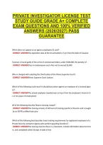 Private Investigator License Test &NewLine;Study Guide Grade A&plus; Complete &NewLine;Exam Questions And 100&percnt; Verified &NewLine;Answers &lpar;2026&sol;2027&rpar; Pass &NewLine;Guarantee 
