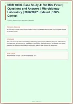 MCB 1000L Case Study 4&colon; Rat Bite Fever &vert; Questions and Answers &vert; Microbiology Laboratory &vert; 2026&sol;2027 Updated &vert; 100&percnt; Correct&NewLine;