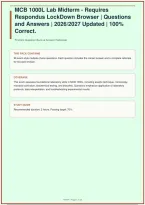 MCB 1000L Lab Midterm - Requires Respondus LockDown Browser &vert; 99 Questions and Answers y &vert; 2026&sol;2027 Updated &vert; 100&percnt; Correct&period;&NewLine;