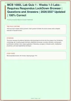 MCB 1000L Lab Quiz 1 - Weeks 1-3 Labs Requires Respondus LockDown Browser &vert;&NewLine;Questions and Answers &vert; 2026&sol;2027 Updated&NewLine;&vert; 100&percnt; Correct&NewLine;