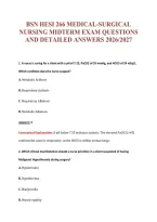 Bsn Hesi 266 Medical-Surgical&NewLine;Nursing Midterm Exam Questions&NewLine;And Detailed Answers 2026&sol;2027