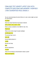 Crma Quiz Test Newest Latest 2026 With Complete Questions And Answers &sol;&sol;Verified&sol;&sol; &lpar;100&percnt; Guaranteed Pass&rpar; Grade A&plus;
