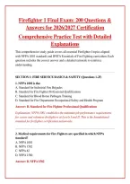 Firefighter 1 Final Exam&colon; 200 Questions & Answers for 2026&sol;2027 Certification &ndash; Comprehensive Practice Test with Detailed Explanations &vert; Complete Firefighter I Study Guide