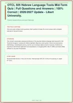 OTCL 505 Hebrew Language Tools Mid-Term&NewLine;Quiz &vert; Full Questions and Answers &vert; 100&percnt; Correct &vert; 2026&sol;2027 Update - Libert University&NewLine;