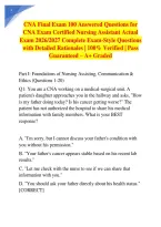 CNA Final Exam 100 Answered Questions for CNA Exam Certified Nursing Assistant Actual Exam 2026&sol;2027 Complete Exam-Style Questions with Detailed Rationales &vert; 100&percnt; Verified &vert; Pass Guaranteed &ndash; A&plus; Graded
