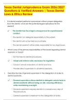 Texas Dental Jurisprudence Exam 2026&sol;2027 Questions & Verified Answers &vert; Texas Dental Laws & Ethics Review